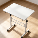 32" White Adjustable Mobile Stand Up Desk with Wheels - Image 2