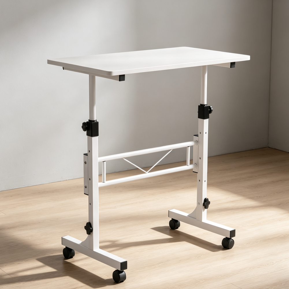 14 32" White Adjustable Mobile Stand Up Desk with Wheels - Image 1