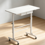 White Portable Folding Standing Desk 30.7"-46.4" Tiltable