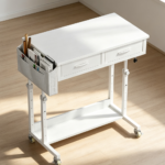 32" Rolling Desk with Drawers Adjustable Height on Wheels - Image 2