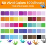 100 Large 10" 50-Color Single-Sided Origami Sheets - Image 2